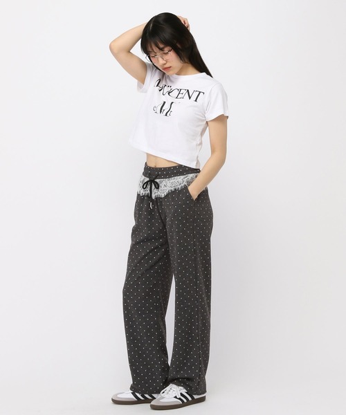 3.3 Field Trip （3.3フィールドトリップ）の「3.3 Field Trip／ドットレーススウェットパンツ（スウェットパンツ・レディース・ホワイト/グレー/ダークグレー・FREE）」の20枚目の写真