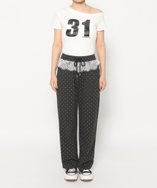 3.3 Field Trip （3.3フィールドトリップ）の「3.3 Field Trip／ドットレーススウェットパンツ（スウェットパンツ・レディース・ホワイト/グレー/ダークグレー・FREE）」の4枚目の写真