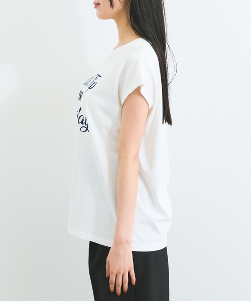 VIS(ビス)の「フレンチスリーブロゴアソートTシャツ(Tシャツ/カットソー・レディース・ホワイト/ブラック/ホワイト系その他・FREE)」の5枚目の写真