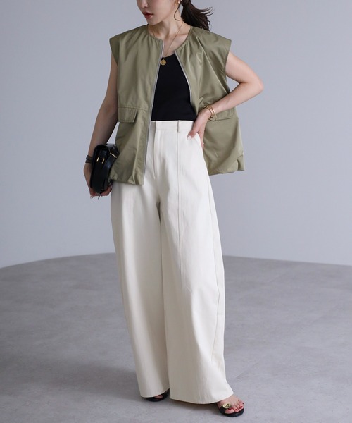 ボンジュールサガン BONJOUR SAGAN ナイロンタッチバルーンベスト （LIGHT-KHAKI） ボンジュールサガン BONJOUR SAGAN ナイロンタッチバルーン