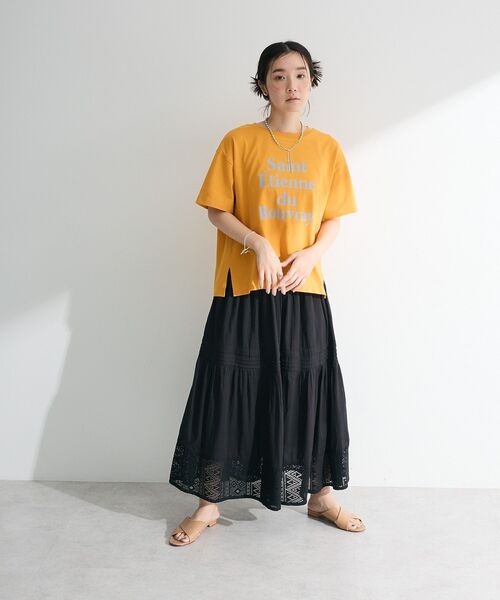 Green　Parks（グリーンパークス）の「インド綿 裾レースティアードスカート（スカート・レディース・ブラック/ベージュ/ホワイト・FREE）」の6枚目の写真