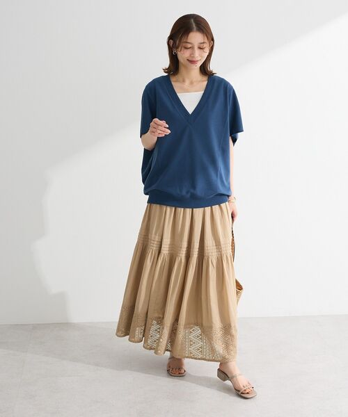 Green　Parks（グリーンパークス）の「インド綿 裾レースティアードスカート（スカート・レディース・ブラック/ベージュ/ホワイト・FREE）」の10枚目の写真