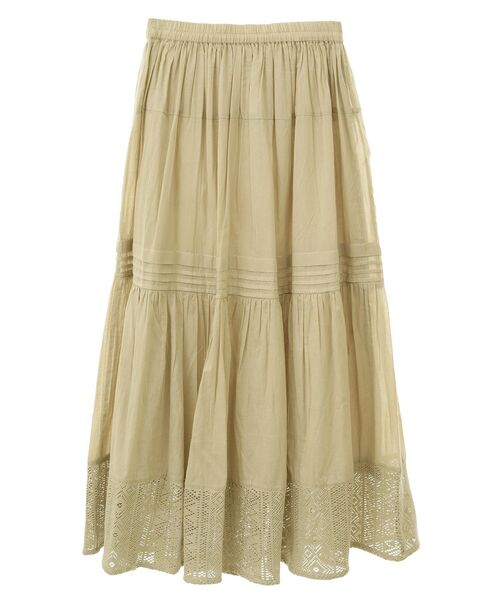 Green　Parks（グリーンパークス）の「インド綿 裾レースティアードスカート（スカート・レディース・ブラック/ベージュ/ホワイト・FREE）」の15枚目の写真