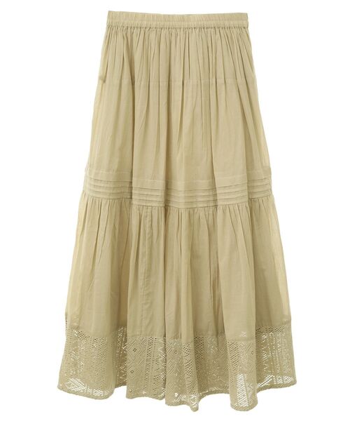 Green　Parks（グリーンパークス）の「インド綿 裾レースティアードスカート（スカート・レディース・ブラック/ベージュ/ホワイト・FREE）」の16枚目の写真