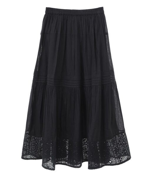 Green　Parks（グリーンパークス）の「インド綿 裾レースティアードスカート（スカート・レディース・ブラック/ベージュ/ホワイト・FREE）」の22枚目の写真