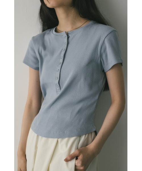 STYLEMIXER（スタイルミキサー）の「ヘンリーネックT（Tシャツ/カットソー・レディース・サックスブルー/ブラック/ホワイト・FREE）」の11枚目の写真