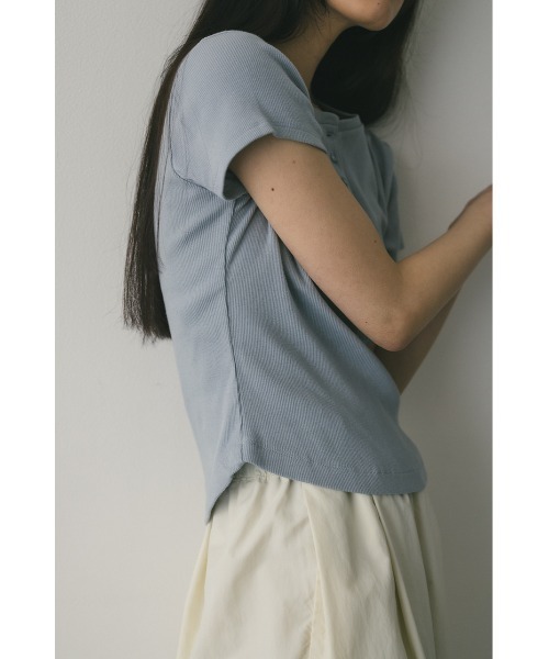 STYLEMIXER（スタイルミキサー）の「ヘンリーネックT（Tシャツ/カットソー・レディース・サックスブルー/ブラック/ホワイト・FREE）」の10枚目の写真