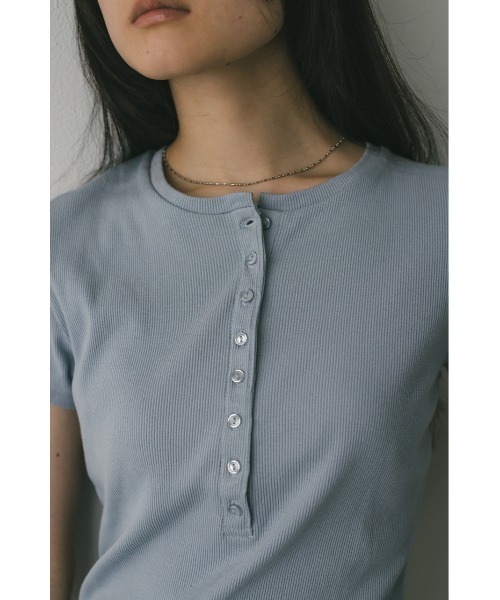 STYLEMIXER（スタイルミキサー）の「ヘンリーネックT（Tシャツ/カットソー・レディース・サックスブルー/ブラック/ホワイト・FREE）」の9枚目の写真