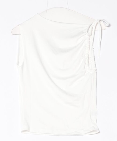 almo(アルモ)の「【LAMPOON】シャーリングノースリーブトップス(その他トップス・レディース・ブラック/ホワイト・MEDIUM/LARGE/SMALL)」の2枚目の写真