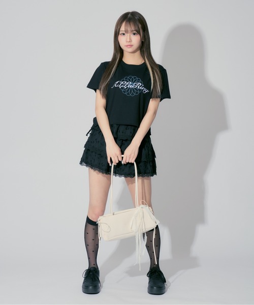 ALLuRing ChaRm(アリュリングチャーム)の「Ribbon Frilled Tiered Skirt / リボンフリルティアードスカート(スカート・レディース・ブラック/ホワイト・M/S)」の20枚目の写真