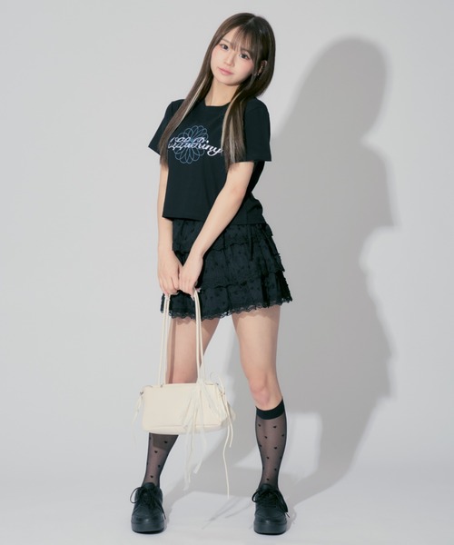 ALLuRing ChaRm(アリュリングチャーム)の「Ribbon Frilled Tiered Skirt / リボンフリルティアードスカート(スカート・レディース・ブラック/ホワイト・M/S)」の21枚目の写真