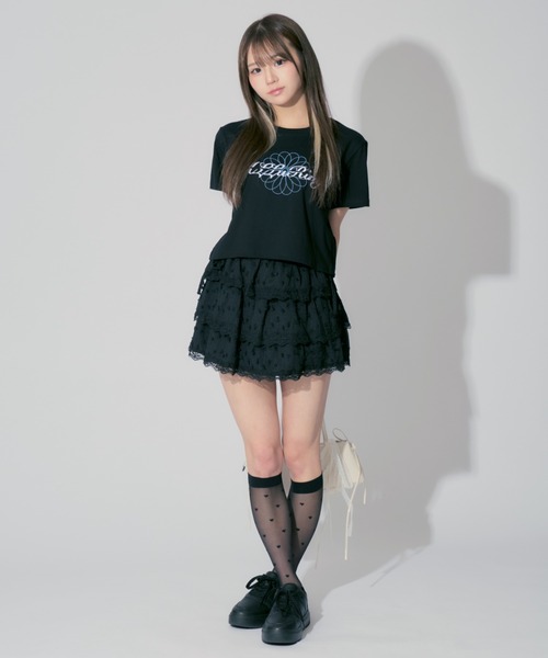 ALLuRing ChaRm(アリュリングチャーム)の「Ribbon Frilled Tiered Skirt / リボンフリルティアードスカート(スカート・レディース・ブラック/ホワイト・M/S)」の19枚目の写真