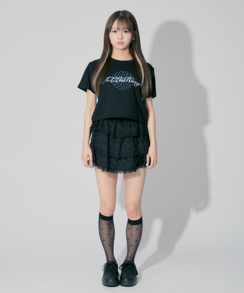 ALLuRing ChaRm(アリュリングチャーム)の「Ribbon Frilled Tiered Skirt / リボンフリルティアードスカート(スカート・レディース・ブラック/ホワイト・M/S)」の18枚目の写真