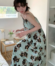 レトロムード＊カップ付きキャミソールロングワンピース