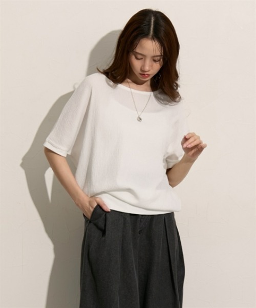 nissen(ニッセン)の「ドルマン半袖プルオーバー(Tシャツ/カットソー・レディース・ブラック系その他/ブラウン系その他/ブラック・M/L)」の5枚目の写真