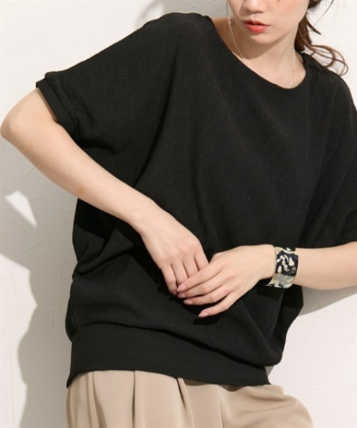 nissen(ニッセン)の「ドルマン半袖プルオーバー(Tシャツ/カットソー・レディース・ブラック系その他/ブラウン系その他/ブラック・M/L)」の8枚目の写真