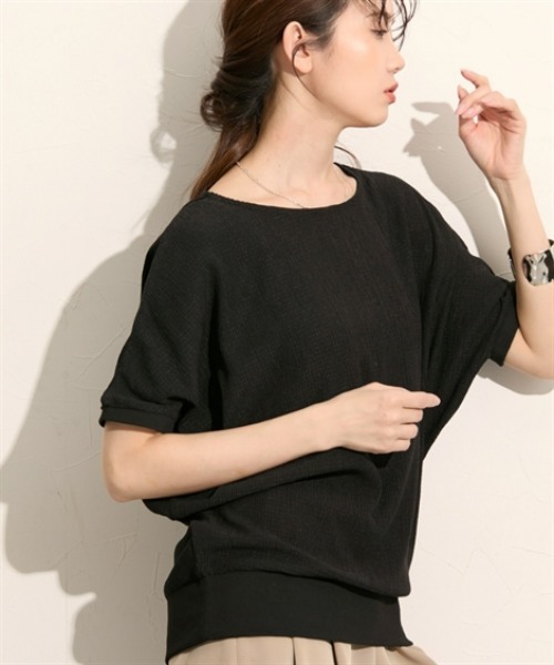 nissen(ニッセン)の「ドルマン半袖プルオーバー(Tシャツ/カットソー・レディース・ブラック系その他/ブラウン系その他/ブラック・M/L)」の9枚目の写真