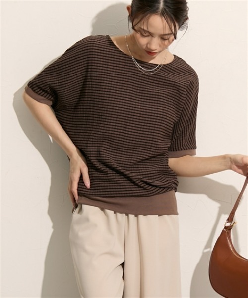 nissen(ニッセン)の「ドルマン半袖プルオーバー(Tシャツ/カットソー・レディース・ブラック系その他/ブラウン系その他/ブラック・M/L)」の17枚目の写真