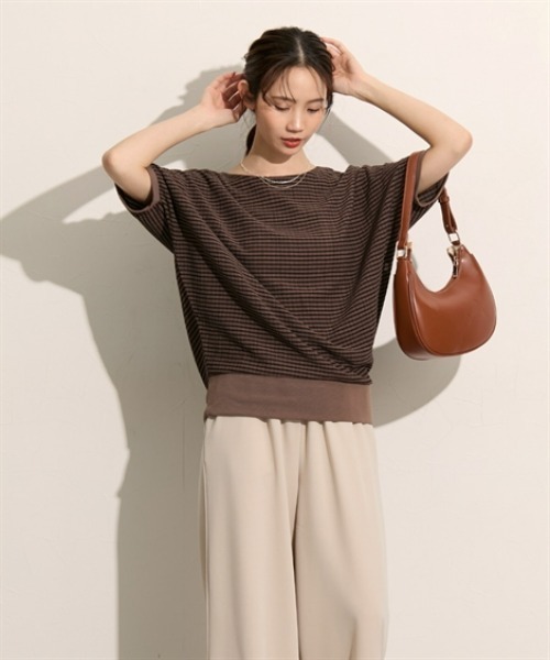 nissen(ニッセン)の「ドルマン半袖プルオーバー(Tシャツ/カットソー・レディース・ブラック系その他/ブラウン系その他/ブラック・M/L)」の18枚目の写真
