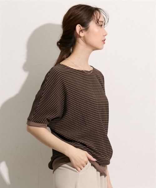 nissen(ニッセン)の「ドルマン半袖プルオーバー(Tシャツ/カットソー・レディース・ブラック系その他/ブラウン系その他/ブラック・M/L)」の22枚目の写真