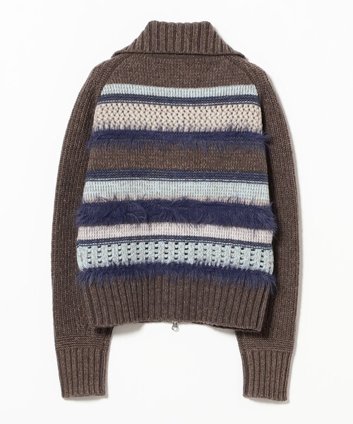 Ray BEAMS（レイビームス）の「【別注】BOUSSOLE / ボーダージップ ニット カーディガン（カーディガン/ボレロ・レディース・ブラウン/オフホワイト・ONE SIZE）」の18枚目の写真