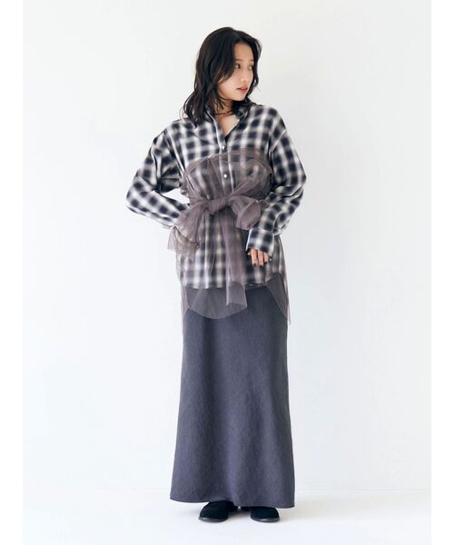 セール】【展示会人気NO.1】チュールレイヤードルーズシャツ（シャツ