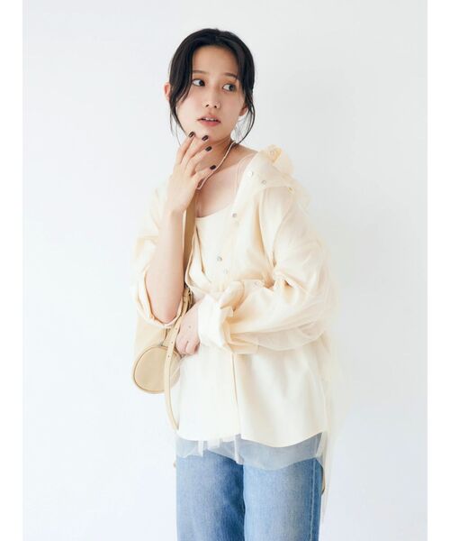 Ungrid　チュールレイヤードルーズシャツ セール】【展示会人気NO.1】チュールレイヤードルーズシャツ（シャツ