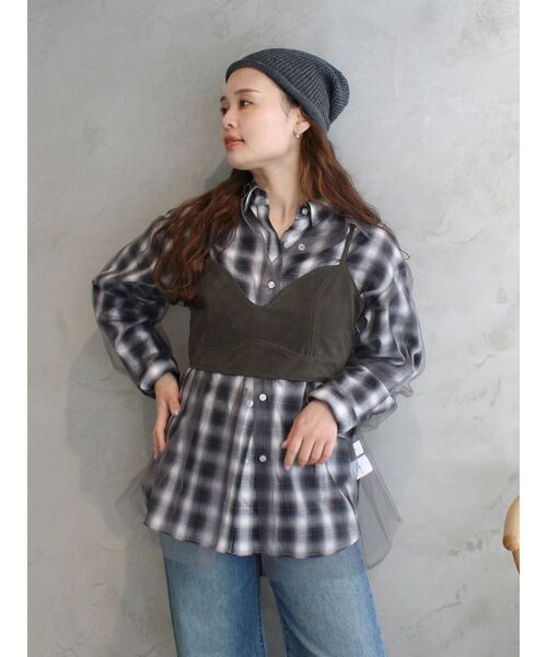 Ungridチュールレイヤードルーズシャツ