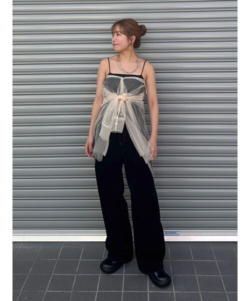 セール】【展示会人気NO.1】チュールレイヤードルーズシャツ