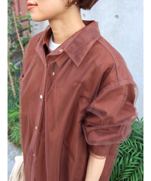 Ungrid(アングリッド)の「【展示会人気NO.1】チュールレイヤードルーズシャツ(シャツ/ブラウス・レディース・その他1/ベージュ/ブラウン・FREE)」の6枚目の写真