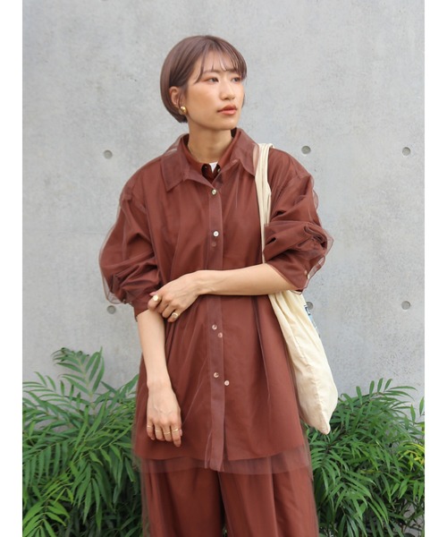 Ungrid(アングリッド)の「【展示会人気NO.1】チュールレイヤードルーズシャツ(シャツ/ブラウス・レディース・その他1/ベージュ/ブラウン・FREE)」の5枚目の写真