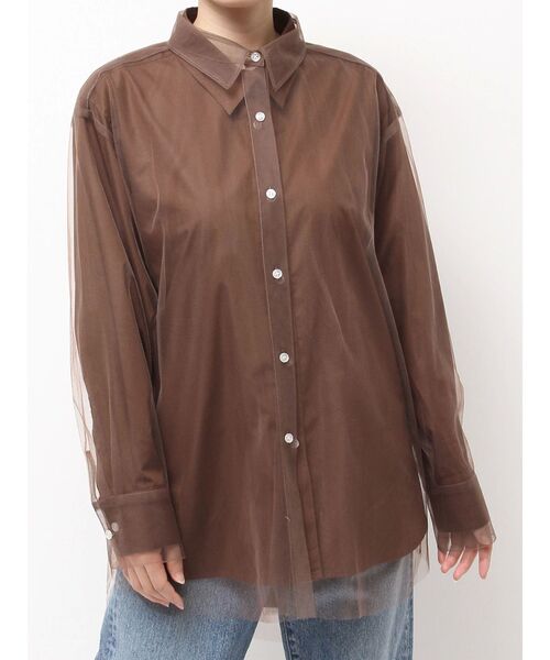 Ungrid(アングリッド)の「【展示会人気NO.1】チュールレイヤードルーズシャツ(シャツ/ブラウス・レディース・その他1/ベージュ/ブラウン・FREE)」の7枚目の写真