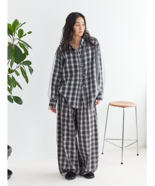 セール】【展示会人気NO.1】チュールレイヤードルーズシャツ（シャツ