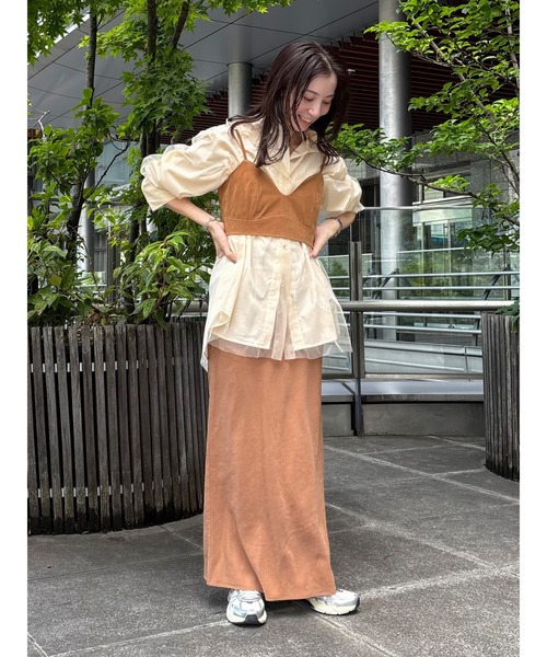 Ungrid　チュールレイヤードルーズシャツ Ungrid ブラウス シャツ 「展示会人気NO.1」チュールレイヤード