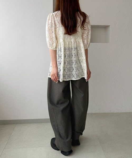 apres jour clair(アプレジュールクレア)の「【apres jour clair】SSレースペプラムトップス(シャツ/ブラウス・レディース・ブラック/アイボリー・X-LARGE/フリー)」の9枚目の写真