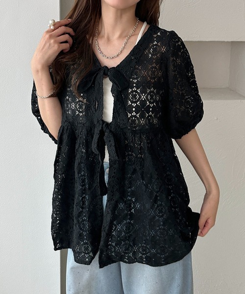 apres jour clair(アプレジュールクレア)の「【apres jour clair】SSレースペプラムトップス(シャツ/ブラウス・レディース・ブラック/アイボリー・X-LARGE/フリー)」の11枚目の写真