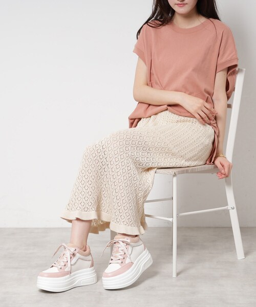 ESPERANZA（エスペランサ）の「きゅんフィットインソールラインストーンスニーカー（スニーカー・レディース・アイボリー/ブラック/ピンク系/ブラック×ホワイト・LL/L/M/S）」の7枚目の写真