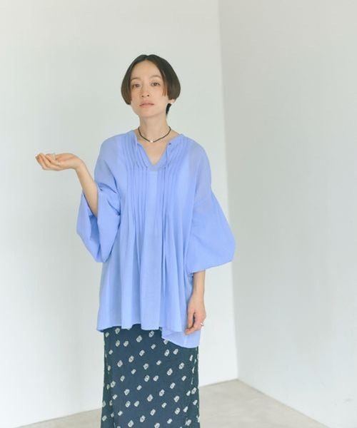 r*U様 スタディオクリップ　タックボリュームスリーブブラウス セール】《高山都さんコラボ》ダブルフロントタックボリューム