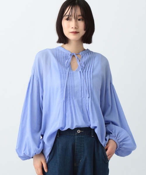 スタディオクリップ　タックボリュームスリーブブラウス セール】《高山都さんコラボ》ダブルフロントタックボリューム