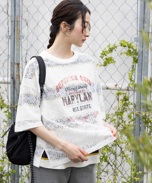 niko and...（ニコアンド）の「レースプリントアソートTシャツ（Tシャツ/カットソー・レディース・オフホワイト/ブラック/アイボリー・LARGE/MEDIUM）」の16枚目の写真