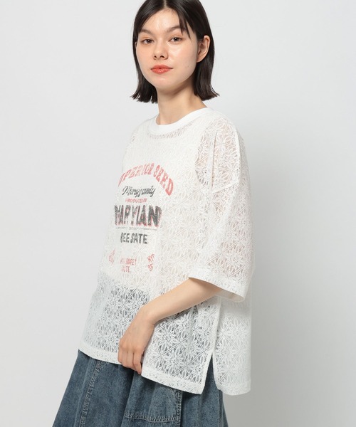 niko and...（ニコアンド）の「レースプリントアソートTシャツ（Tシャツ/カットソー・レディース・オフホワイト/ブラック/アイボリー・LARGE/MEDIUM）」の10枚目の写真