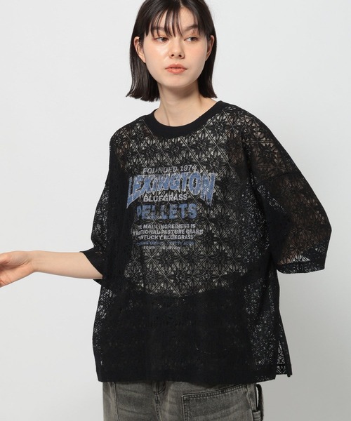 niko and...（ニコアンド）の「レースプリントアソートTシャツ（Tシャツ/カットソー・レディース・オフホワイト/ブラック/アイボリー・LARGE/MEDIUM）」の5枚目の写真