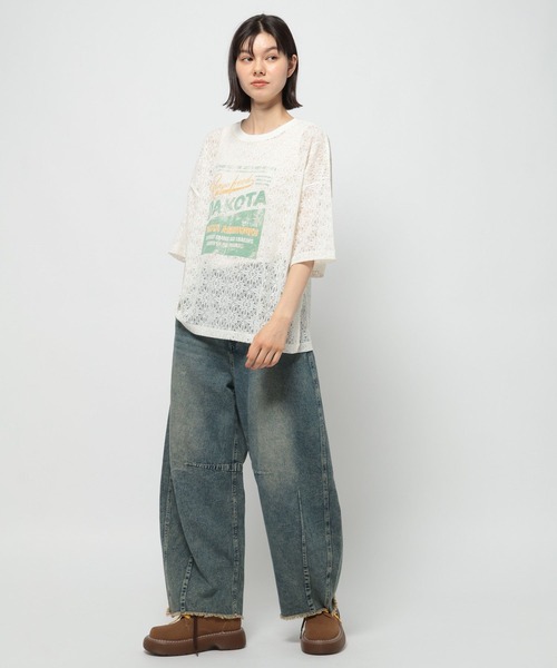 niko and...（ニコアンド）の「レースプリントアソートTシャツ（Tシャツ/カットソー・レディース・オフホワイト/ブラック/アイボリー・LARGE/MEDIUM）」の4枚目の写真