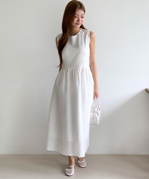 MINS MINIS(ミンスミニス)の「ノースリーブAラインワンピース(ワンピース・レディース・アイボリー/ブラック・FREE)」の4枚目の写真