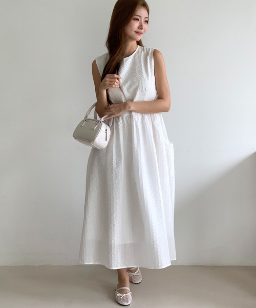 MINS MINIS(ミンスミニス)の「ノースリーブAラインワンピース(ワンピース・レディース・アイボリー/ブラック・FREE)」の9枚目の写真