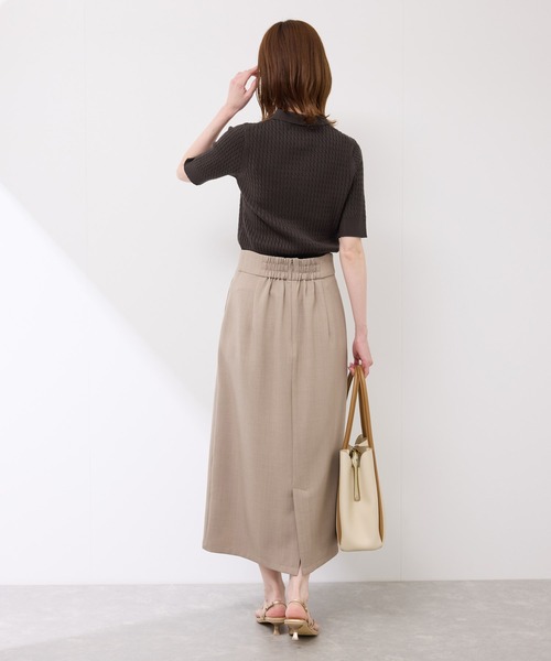 ROPE' PICNIC（ロペピクニック）の「ミニケーブルハーフスリーブニットポロシャツ（ポロシャツ・レディース・マスタード/ネイビー/キナリ/ダークブラウン・38）」の17枚目の写真