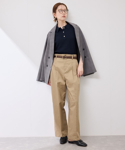 ROPE' PICNIC（ロペピクニック）の「ミニケーブルハーフスリーブニットポロシャツ（ポロシャツ・レディース・マスタード/ネイビー/キナリ/ダークブラウン・38）」の20枚目の写真