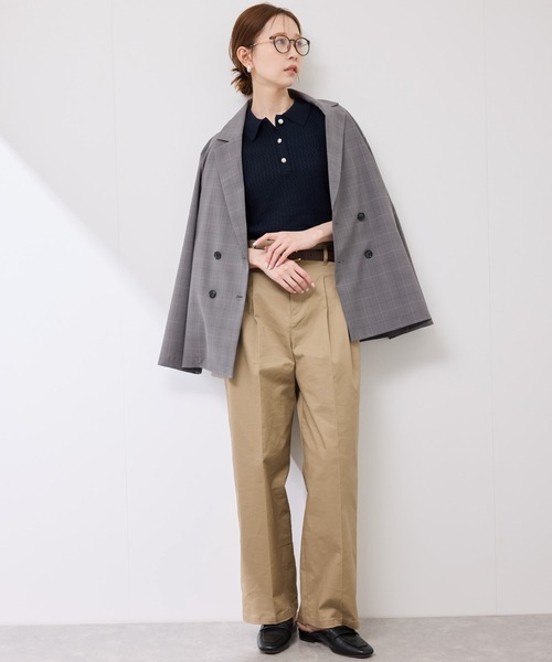 ROPE' PICNIC（ロペピクニック）の「ミニケーブルハーフスリーブニットポロシャツ（ポロシャツ・レディース・マスタード/ネイビー/キナリ/ダークブラウン・38）」の12枚目の写真