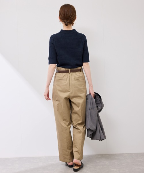 ROPE' PICNIC（ロペピクニック）の「ミニケーブルハーフスリーブニットポロシャツ（ポロシャツ・レディース・マスタード/ネイビー/キナリ/ダークブラウン・38）」の14枚目の写真