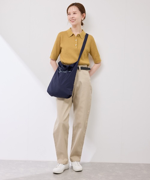 ROPE' PICNIC（ロペピクニック）の「ミニケーブルハーフスリーブニットポロシャツ（ポロシャツ・レディース・マスタード/ネイビー/キナリ/ダークブラウン・38）」の11枚目の写真